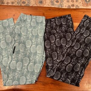 2 Love fitness Pineapple Print leggings yoga pants - bundle XXL LARGE NEW